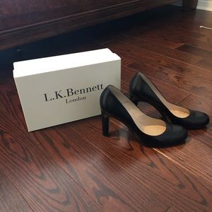 LK Bennet Shyla black leather heels